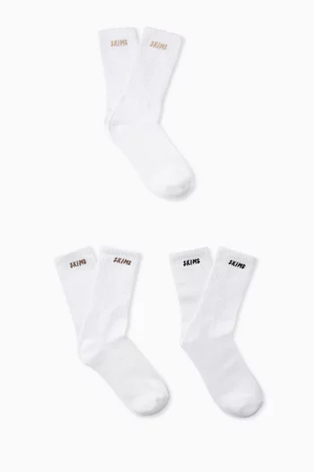 Ribbed Crew Logo Socks, Set of 3
