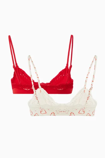 طقم حمالات صدر بقصة عميقة دانتيل فيتس إيفري بودي، قطعتان