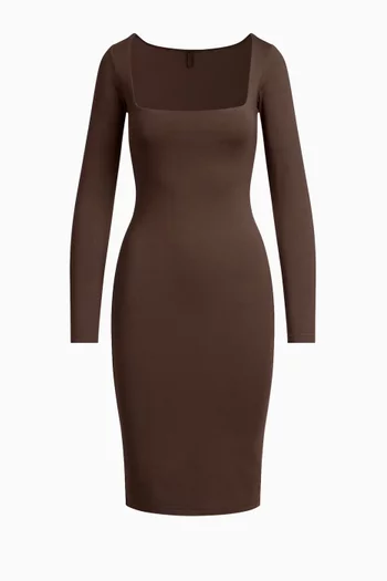 Smooth Layers Square-neck Midi Dress