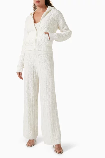 كنزة سنو باني بغطاء رأس وقصة ضيقة بغرزة الضفيرة