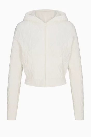 كنزة سنو باني بغطاء رأس وقصة ضيقة بغرزة الضفيرة