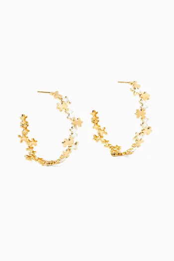 أقراط بتصميم هندسي مرصع بعرق اللؤلؤ ذهب عيار 18