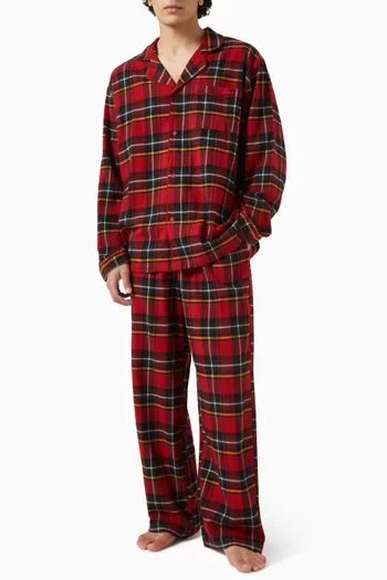 طقم بيجاما بنقشة مربعات قطن