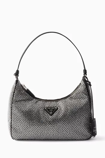 Re-Edition 2005 Mini Crystal-studded Bag in Satin