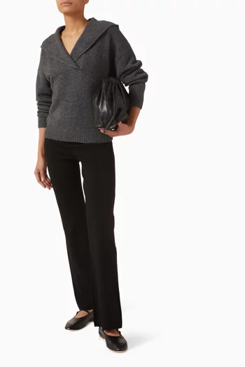 كنزة استور منسوجة بغطاء رأس مزيج صوف