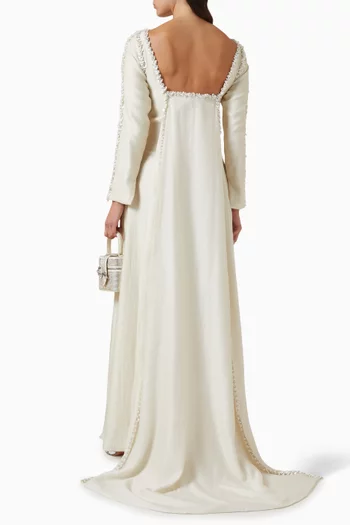 Sleek Embellished Dress in Satin