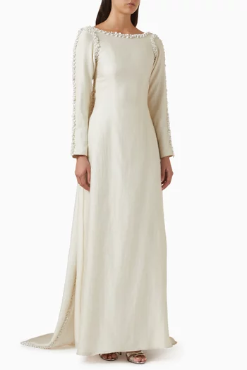 Sleek Embellished Dress in Satin