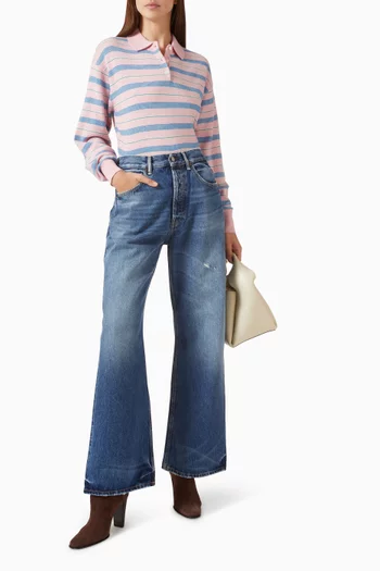 تي شيرت بولو بتصميم جامعي ونقشة مخططة كشمير