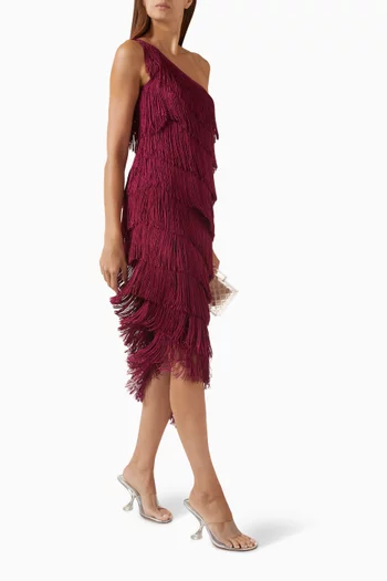 One-shoulder Fringe Dress