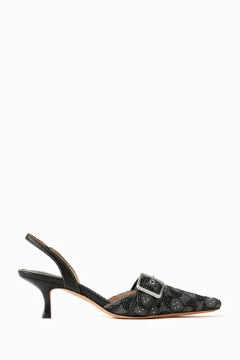 Margot 55 Slingback Pumps in Crystal Signature Jacquard