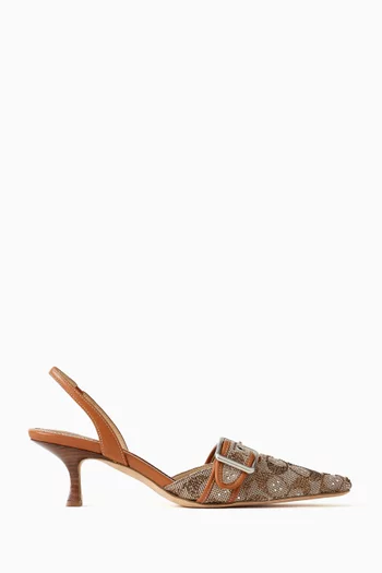 Margot 55 Slingback Pumps in Crystal Signature Jacquard