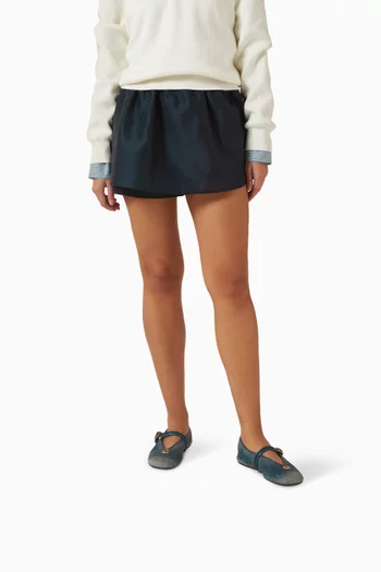 حذاء باليرينا لافد ماري جين بشعار حرف C منحوت وكعب مسطح دينم وجلد