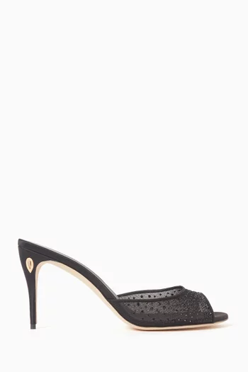 Guido 85 Crystal Mules in Mesh & Satin