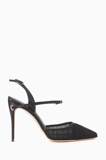 Vittorio 85 Slingback Pumps in Tulle & Satin