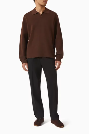 سترة بولو كارتر بياقة مفتوحة مزيج قطن