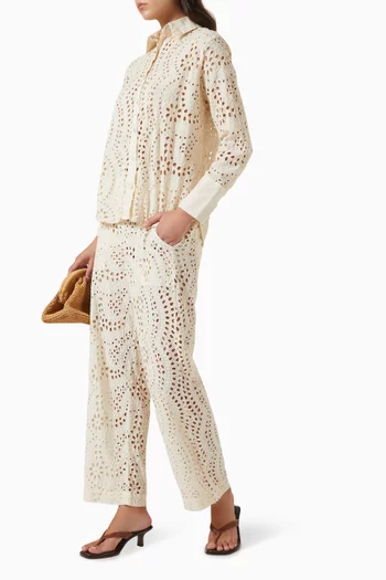 بنطال كماري بتطريزات إنجليزية قطن