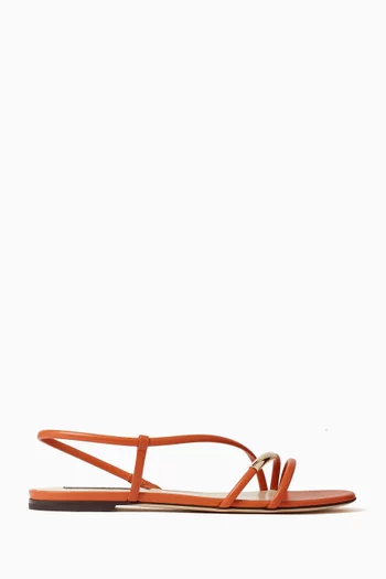 Micro Logo Sandal Flats in Leather
