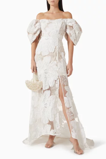 Roxana Floral Gown in Mesh