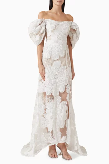Roxana Floral Gown in Mesh