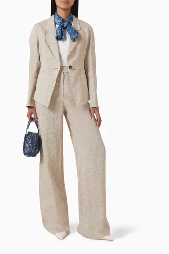 بنطال بقصة ساق مستقيمة كتان