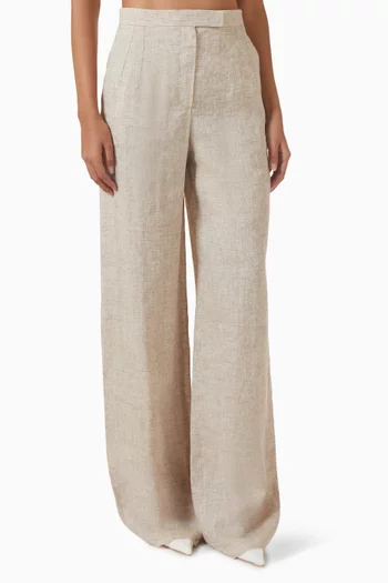 بنطال بقصة ساق مستقيمة كتان