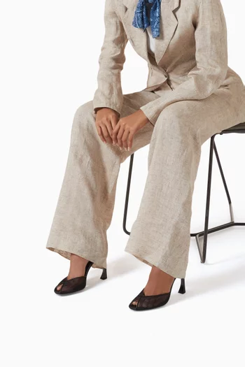 صندل بكعب مقوس قماش شبكي