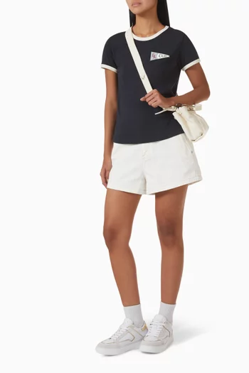 تي شيرت بحواف بلون مغاير قطن