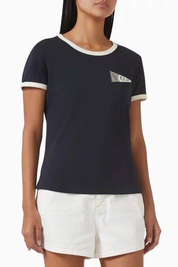 تي شيرت بحواف بلون مغاير قطن