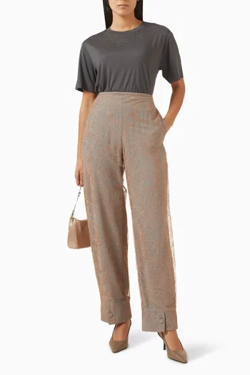 Embroidered Flower Pants