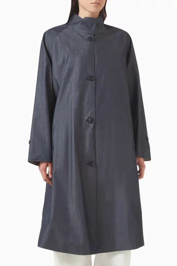 معطف بوجهين ونقشة مربعات بشعار النسر دينم