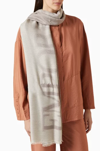 Oversized Logo Scarf in Cotton-blend