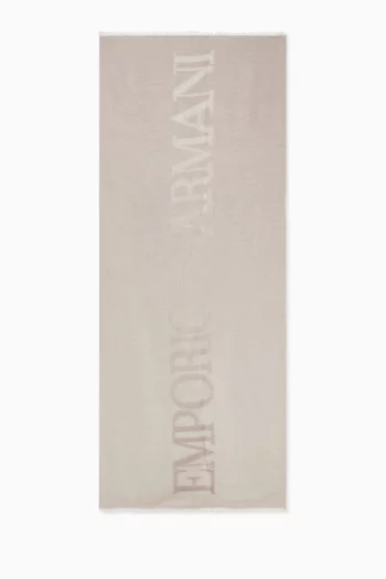 Oversized Logo Scarf in Cotton-blend