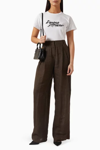 تي شيرت بشعار الماركة مطرز بالخرز جيرسيه