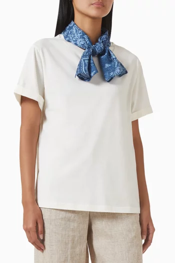 تي شيرت بوشاح عند الرقبة قطن