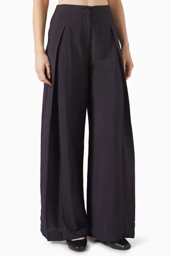 Straight-leg Flared Pants in Rayon-blend