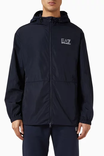 كنزة رياضية بغطاء رأس بشعار EA7‏ عاكس للضوء نايلون