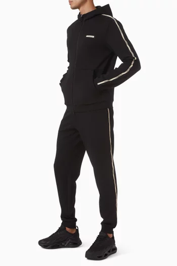 كنزة بغطاء رأس رياضية بشعار الماركة مزيج قطن