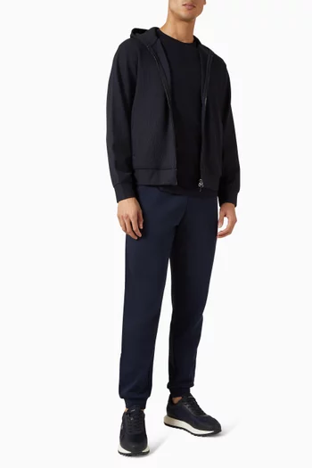 كنزة بغطاء رأس بسحّاب مزيج قطن