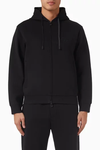 كنزة بغطء رأس بشعار الماركة جيرسيه مزدوج