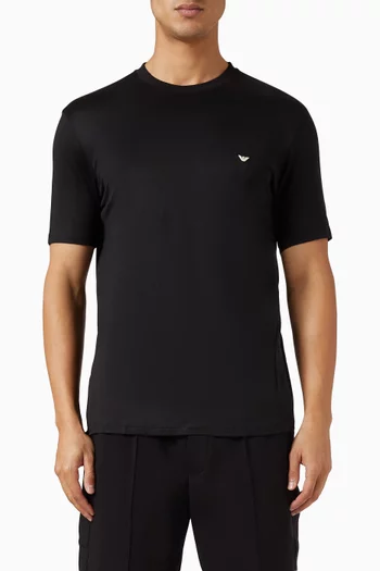 تي شيرت بشعار الماركة مزيج قطن