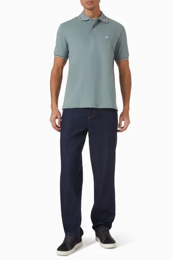 تي شيرت بولو بشعار الماركة والنسر حجم صغير قطن