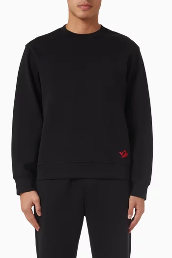 سويت شيرت بشعار النسر وقلب جيرسيه بحياكة مزدوجة