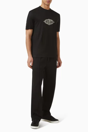 تي شيرت برقعة شعار الماركة قطن ولايوسيل