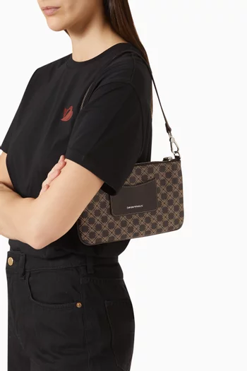 حقيبة كتف بشعار النسر بحجم صغير ونقشة شعار الماركة