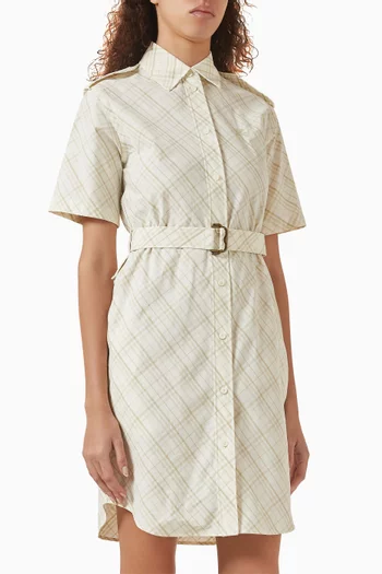 Belted Check Shirtdress in Cotton