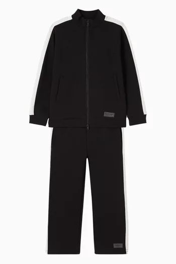 Embossed Contrast-panel Sweatpants in Organic Cotton-blend