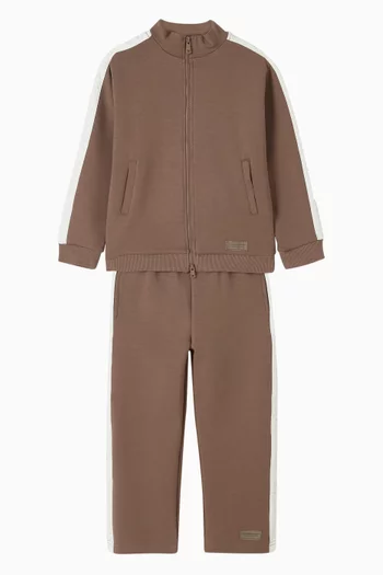 Embossed Contrast-panel Sweatpants in Organic Cotton-blend