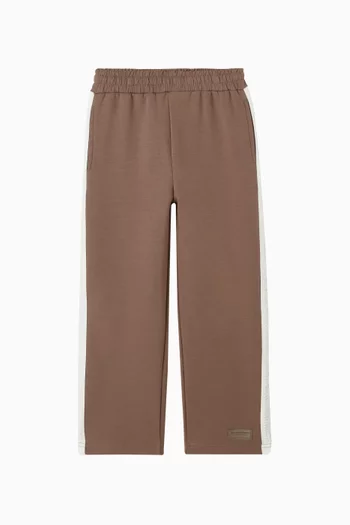 Embossed Contrast-panel Sweatpants in Organic Cotton-blend