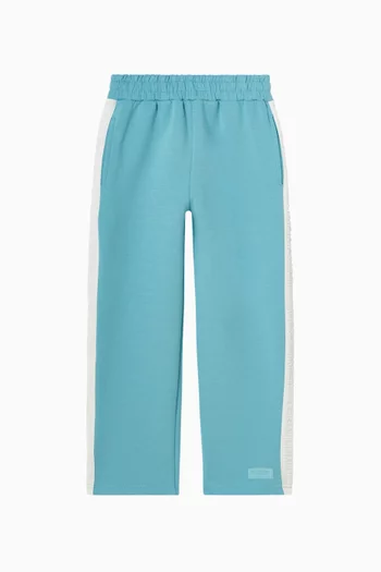 Embossed Contrast-panel Sweatpants in Organic Cotton-blend
