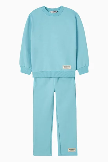 بنطال رياضي بقصة ساق مستقيمة واسعة مزيج قطن عضوي